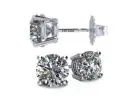 Gorgeous 14K Gold & Sterling Silver CZ Stud Earrings - 1.50cttw, Platinum Plated