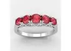 Four Prong Ruby Wedding Ring, Round Cut (0.65cttw)