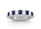 Dazzling Half Eternity Diamond And Blue Sapphire Oval Four Prong Wedding Ring