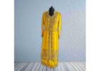 Designer African Dusky Yellow Chiffon Kaftan