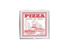 A pizza box is a square cardboard container used to store and transport pizza. 