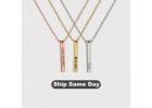 Engraved 3D Vertical Bar Necklace