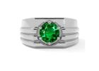 Emerald Men's Ring – Prong Set for Maximum Brilliance