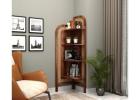 Tarika Sheesham Wood and Cane 4-Tier Corner Book Shelf - Honey Finish