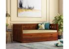 Premium Wooden Swayze Divan – Honey Finish with Ample Storage