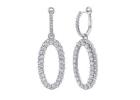 14K White Gold Diamond Oval Hoop Earrings