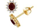 Elegant Oval Ruby Earrings with Sparkling Round Diamonds 7.27cttw