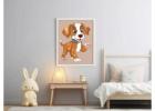 Printable Playful Puppy Illustration – Digital Art Decor for Pet Lovers, Kids' Rooms, and Gifts