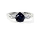 Five Stone Sapphire and Diamond Round Cut Ring 0.91cttw