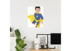 Digital Superhero Poster - Printable Stickers for All Occasions