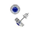 Round Shape Blue Sapphire Earrings With Round Diamonds (2.70cttw)