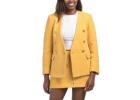 Structured Collarless Boucle Blazer