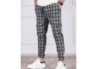 Plaid Stripes Tethered Feet Jogging Pants