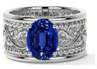 Prong Set Oval Blue Sapphire Solitaire Ring in Vintage Design