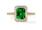 Elegant Lab Created Emerald Ring with Prong Set Diamonds 