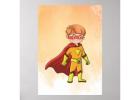 Superhero Boy Red Cape Wall Art - Courageous Kids Nursery Decor