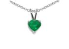 Emerald Heart Pendant in 14k White Gold Solitaire Design