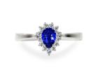 Elegant Blue Sapphire Pear Halo Ring with 0.66cttw Diamonds