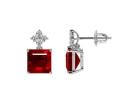 Side Stone Ruby Diamond Earrings