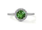 Stunning Tsavorite Ring with Prong and Pave Set Diamonds