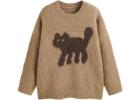 CIDER Women’s Cat Sweater Long Sleeve Crew Neck