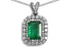 Best White Gold Halo Emerald Necklace