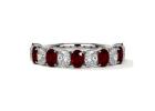 Half Eternity Diamond and Ruby Wedding Band