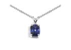 Cushion Blue Sapphire Solitaire Necklace