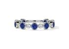 Three Fourth Eternity Diamond Sapphire Wedding Band