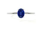 Shop Blue Sapphire Oval Petite Prong Set Hidden Halo Ring