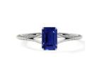 Best Blue Sapphire Emerald Cut Dainty Ring With Splity Shank