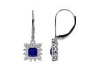 Unique Natural Blue Sapphire Earrings with Round Diamonds (2.12cttw.)