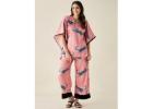 Stylish Kaftan Night Suit for Women | Kaftan Pyjama Set for Comfort & Elegance