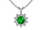 Classic Emerald Round Halo Diana Necklace