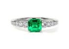 0.37cttw. Prong Set With Natural Diamond Emerald Ring