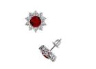 Purchase Ruby Round Shape Earrings With Diamonds