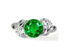 Natural Emerald Engagement Ring with 2.35cttw Round Three Stone