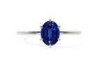 Stunning Blue Sapphire Oval Petite Two Tone Solitaire Ring