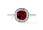 Ruby Square Cushion Classic Prong Set Halo Ring