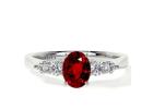 Ruby Oval Five Stone Untreated and Diamond Ring