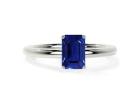 Shop Blue Sapphire Emerald Cut Traditional Solitaire Ring